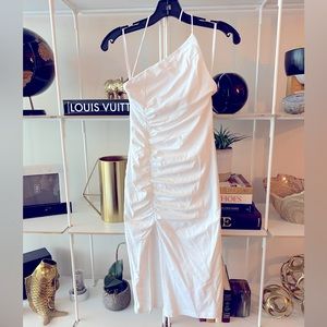 Revolve white dress NWT one shoulder ruching superdown